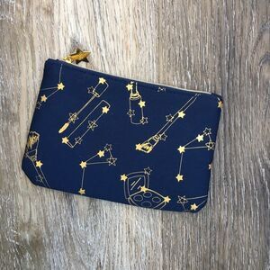 Ipsy bag 5”x 7” Blue & Gold Makeup Bag